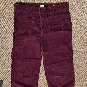 GAP High Rise Wide-Leg Corduroy Cargo Pants | Size 10 | Deep Burgundy